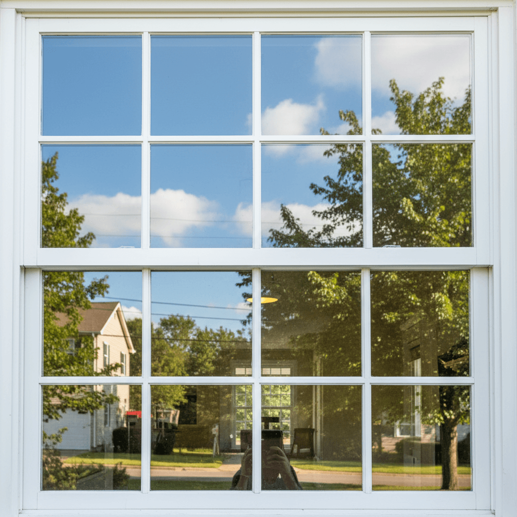 Crystal clear spotless window after cleaning