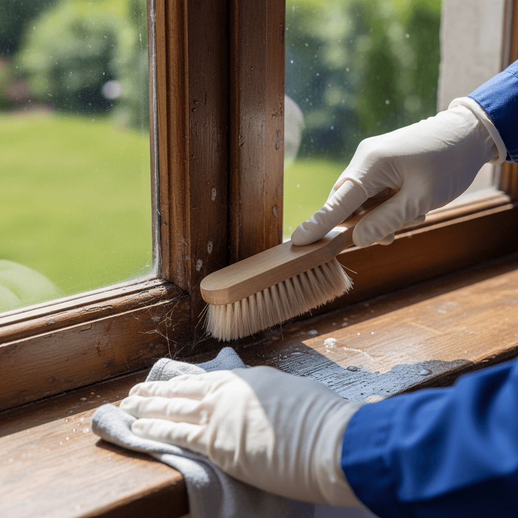 Window frame and sill cleaning